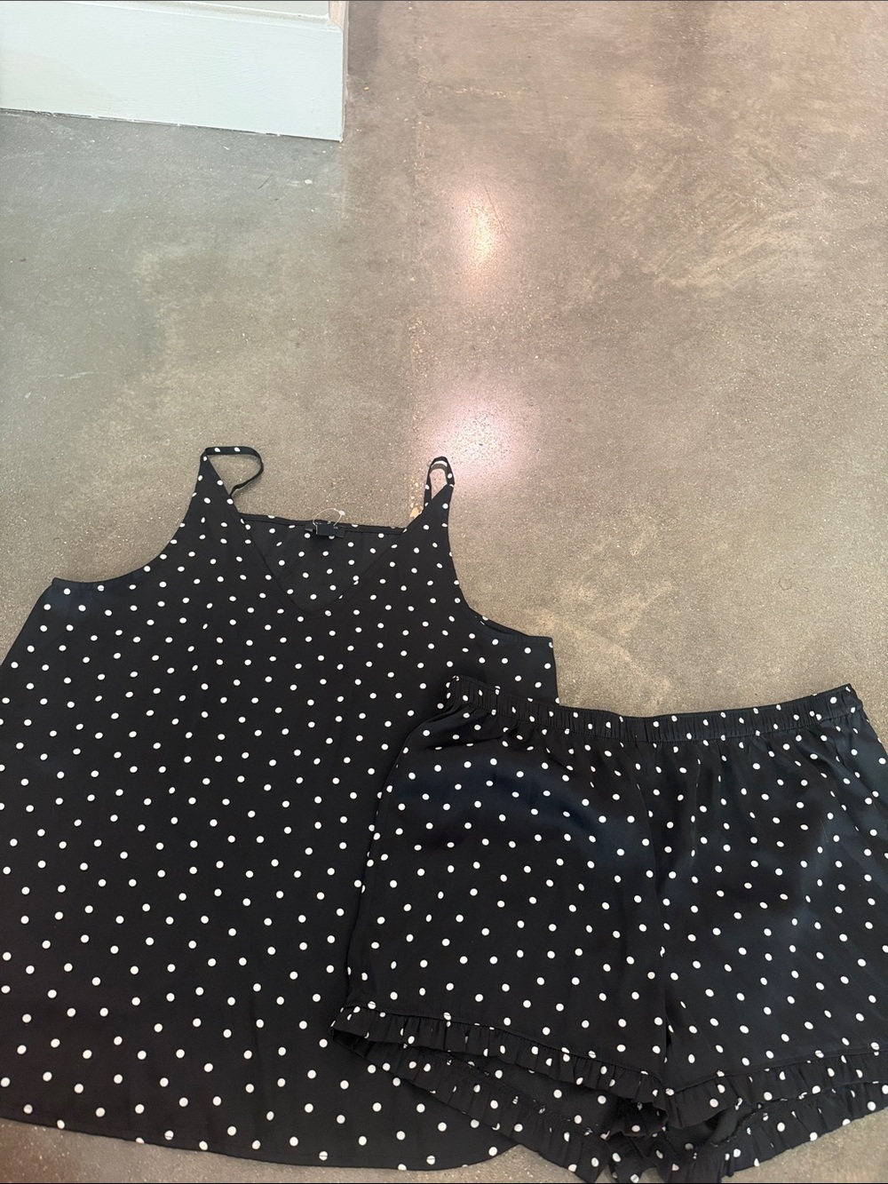 Ann Taylor Black and White Polka Dot Camisole & Shorts Set